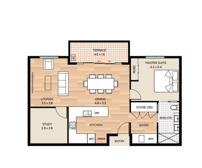 Apartment 118 floor plan - click to expand